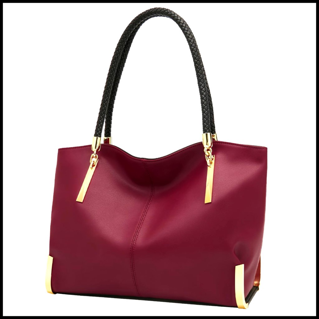Large Leather Tote Bag Minimalist Design Top Handle Shoulder Purse Work Chic